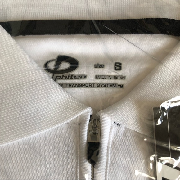Phiten Evolution Zippered Polo Shirt Aqua Titanium Sport Technology - White NEW - Picture 3 of 6